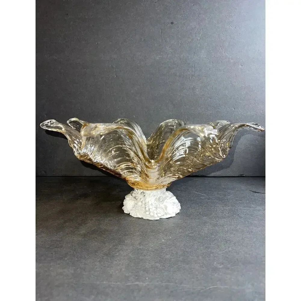 Antica cristalleria By Savarese Murano Lustre Champagne Glass Footed Bowl Italy - Picture 14 of 14